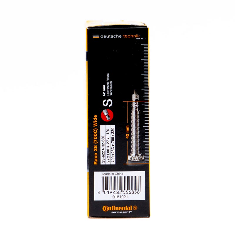 Continental 42mm Presta Valve Tube, Black, 700 x 25C-32C, Race 28-(700C)-Wide - Image 5